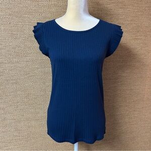 Wonderly Top Women’s Medium Navy Blue Rib Knit NWT